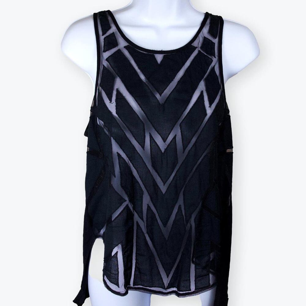 Free People Mixed Media Black Tank Blouse S